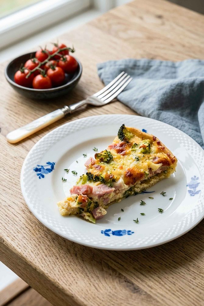 Broccolitærte med skinke