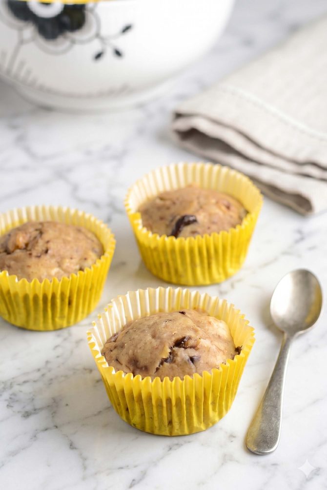 Fedtfattige bananmuffins