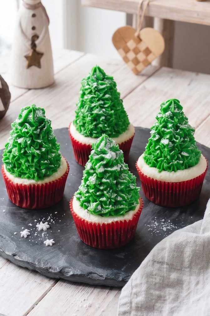 Cupcakes med juletræer