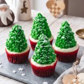 Juletræ cupcakes opskrift
