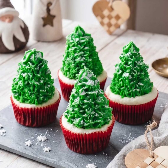 Juletræ cupcakes opskrift
