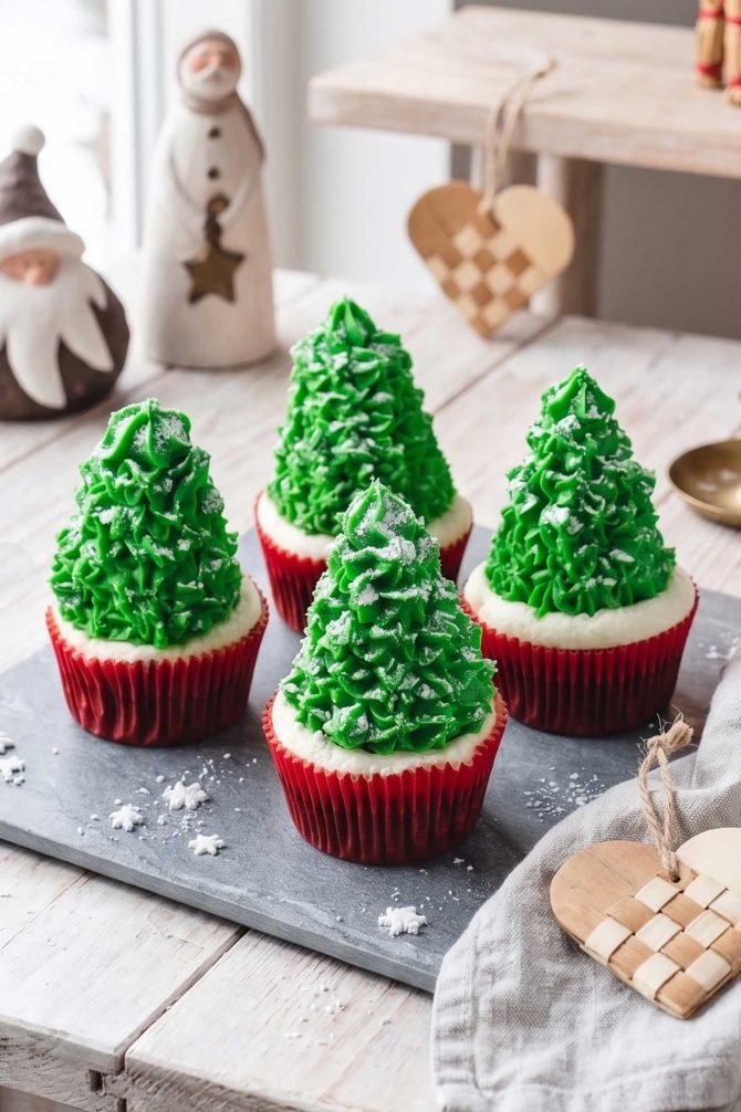 Juletræ cupcakes opskrift