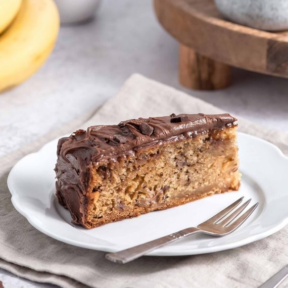 Banankage med chokoladeglasur opskrift