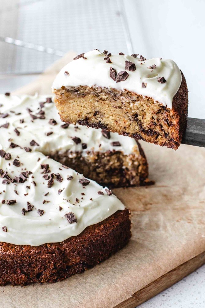 Banankage med chokolade opskrift